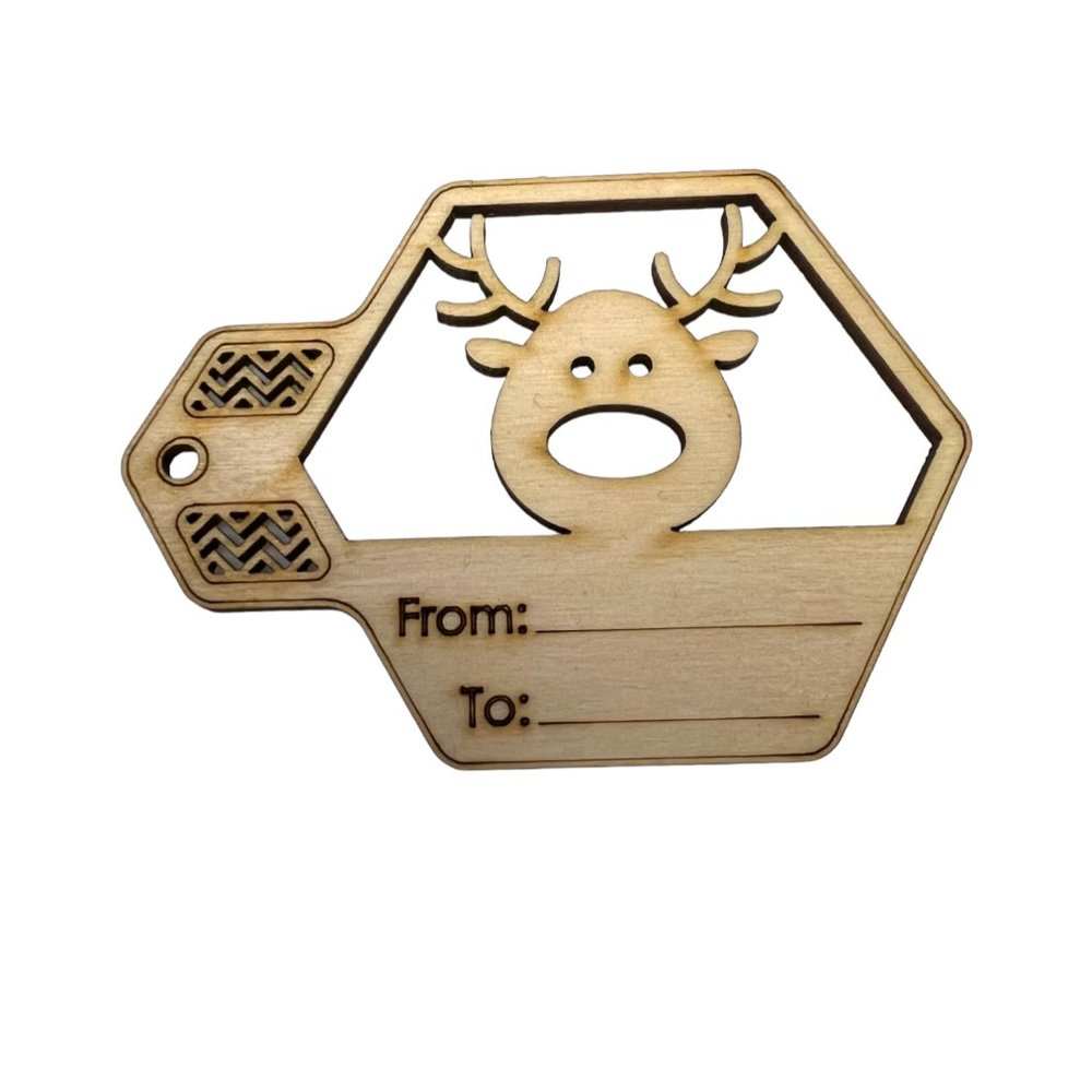 Custom Wood Reindeer Tag